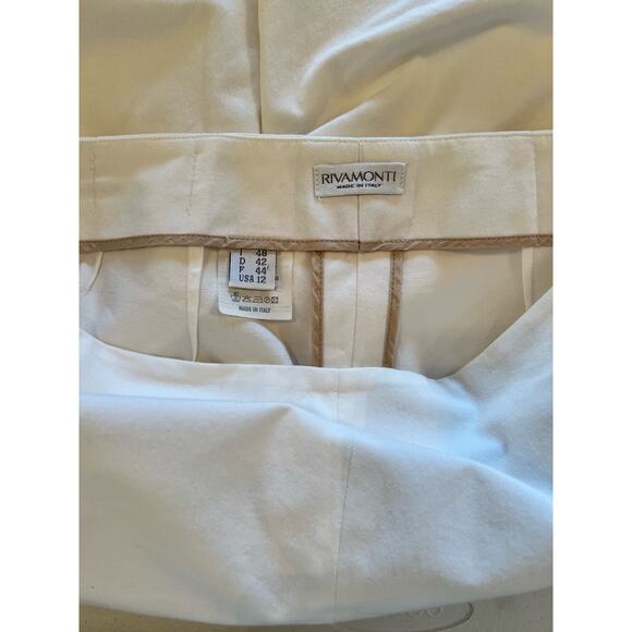 Rivamonti Women's White Side Zip Stretch Size 12 Ankle Pants - Picture 4 of 7